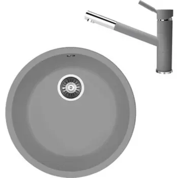 Кухонная мойка и смеситель Florentina Вега Зеро грей Fs (22.425.D0440.305 + 313.18L.1223.305)