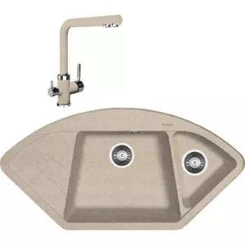 Кухонная мойка и смеситель Florentina Веста песочный Fg (20.285.E1005.107 + 333.19H.2123.107)