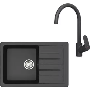 Кухонная мойка и смеситель Glanz J-016-32, F8007722 антрацит, матовая