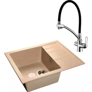 Кухонная мойка и смеситель GranFest Corner GF-C1040E, Lemark Comfort LM3070C белая