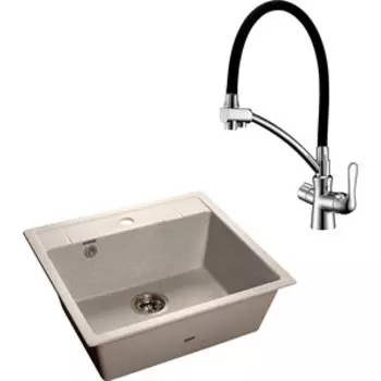 Кухонная мойка и смеситель GranFest Quadro GF-Q-561, Lemark Comfort LM3070C серый