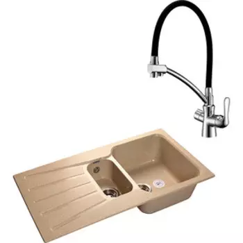 Кухонная мойка и смеситель GranFest Standart GF-S940KL, Lemark Comfort LM3070C песочный