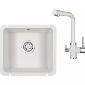 Кухонная мойка и смеситель Granula GR-3601, GR-2015 арктик