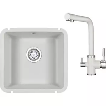 Кухонная мойка и смеситель Granula GR-3801, GR-2015 арктик