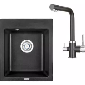 Кухонная мойка и смеситель Granula GR-4201, GR-2015 черный