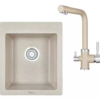 Кухонная мойка и смеситель Granula GR-4201, GR-2015 пирит