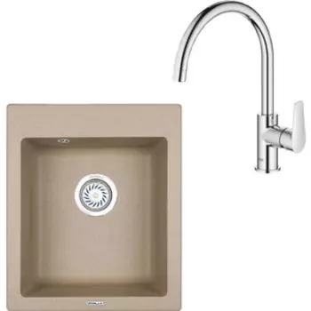 Кухонная мойка и смеситель Granula GR-4201 песок, Grohe BauEdge 31367001