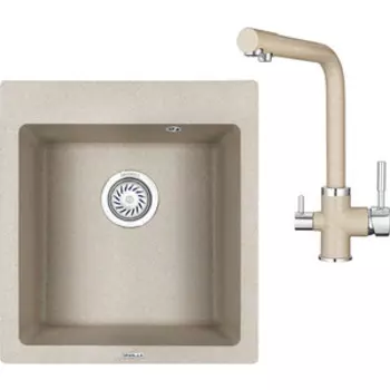 Кухонная мойка и смеситель Granula GR-4651, GR-2015 пирит