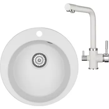 Кухонная мойка и смеситель Granula GR-4801, GR-2015 арктик