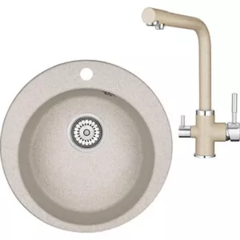 Кухонная мойка и смеситель Granula GR-4801, GR-2015 пирит