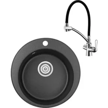 Кухонная мойка и смеситель Granula GR-4801 шварц, Lemark Comfort LM3070C