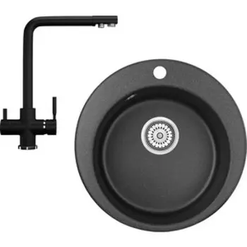 Кухонная мойка и смеситель Granula GR-4801, Ulrgan U-016-308 черный