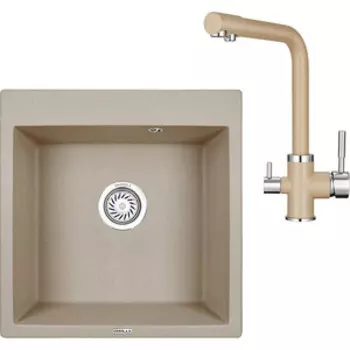 Кухонная мойка и смеситель Granula GR-5102, GR-2015 песок