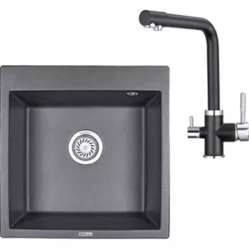 Кухонная мойка и смеситель Granula GR-5102, GR-2015 шварц