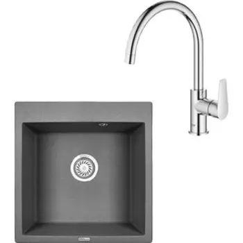 Кухонная мойка и смеситель Granula GR-5102 графит, Grohe BauEdge 31367001