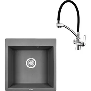 Кухонная мойка и смеситель Granula GR-5102 графит, Lemark Comfort LM3070C