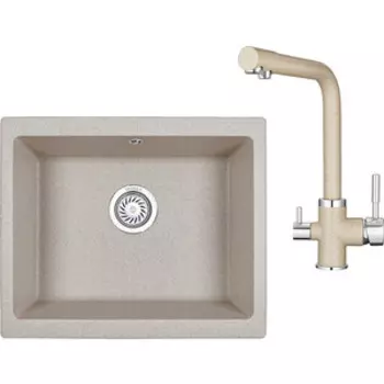 Кухонная мойка и смеситель Granula GR-5551, GR-2015 пирит