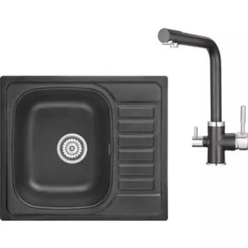 Кухонная мойка и смеситель Granula GR-5801, GR-2015 черный