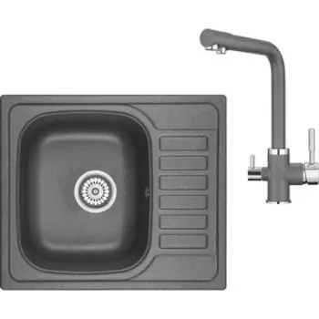 Кухонная мойка и смеситель Granula GR-5801, GR-2015 графит