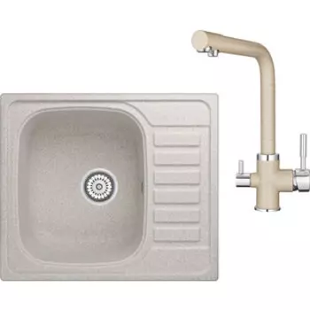 Кухонная мойка и смеситель Granula GR-5801, GR-2015 пирит