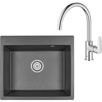 Кухонная мойка и смеситель Granula GR-6001 черная, Grohe BauEdge 31367001