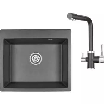 Кухонная мойка и смеситель Granula GR-6001, GR-2015 черный