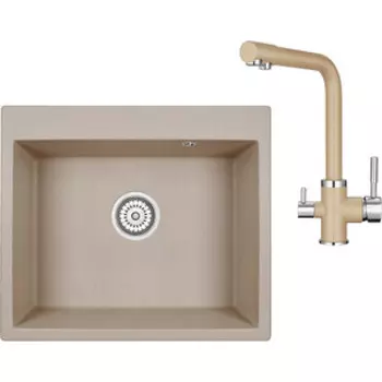 Кухонная мойка и смеситель Granula GR-6001, GR-2015 песок
