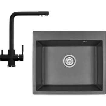 Кухонная мойка и смеситель Granula GR-6001, Ulrgan U-016-308 черный