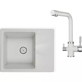 Кухонная мойка и смеситель Granula GR-6201, GR-2015 арктик