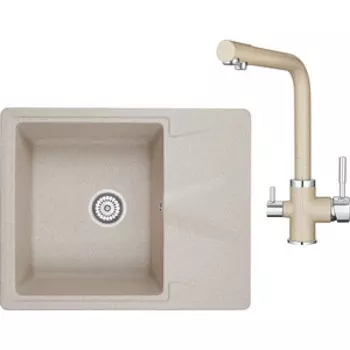 Кухонная мойка и смеситель Granula GR-6201, GR-2015 пирит