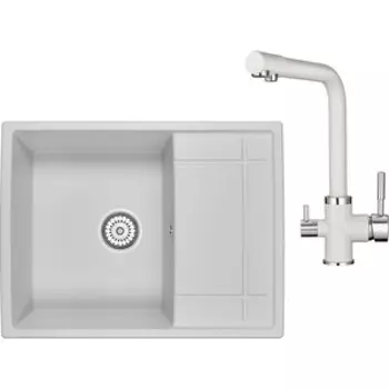 Кухонная мойка и смеситель Granula GR-6501, GR-2015 арктик