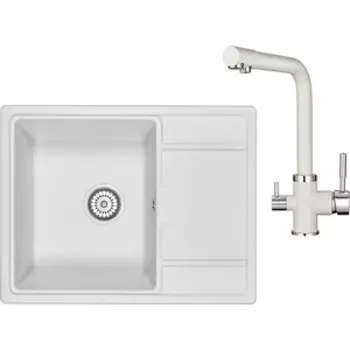 Кухонная мойка и смеситель Granula GR-6503, GR-2015 арктик