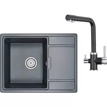 Кухонная мойка и смеситель Granula GR-6503, GR-2015 шварц