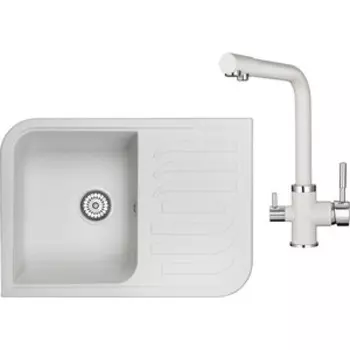 Кухонная мойка и смеситель Granula GR-7001, GR-2015 арктик