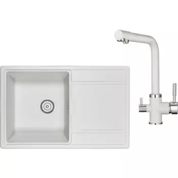 Кухонная мойка и смеситель Granula GR-7804, GR-2015 арктик