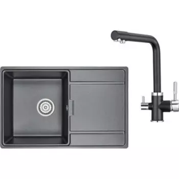 Кухонная мойка и смеситель Granula GR-7804, GR-2015 шварц