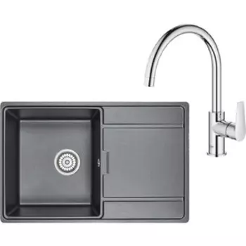 Кухонная мойка и смеситель Granula GR-7804 шварц, Grohe BauEdge 31367001