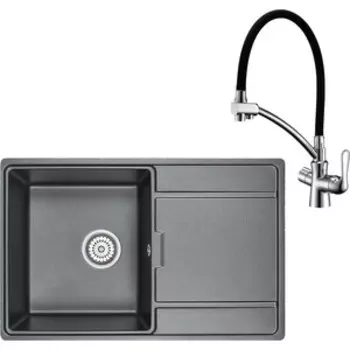 Кухонная мойка и смеситель Granula GR-7804 шварц, Lemark Comfort LM3070C