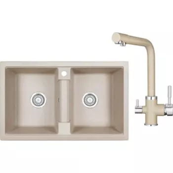 Кухонная мойка и смеситель Granula GR-8101, GR-2015 пирит