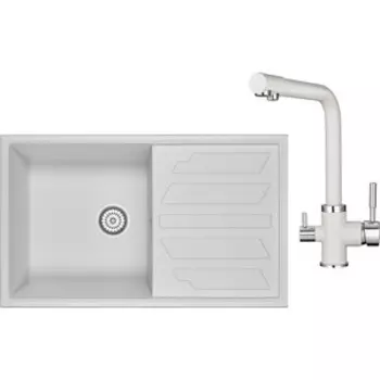 Кухонная мойка и смеситель Granula GR-8601, GR-2015 арктик