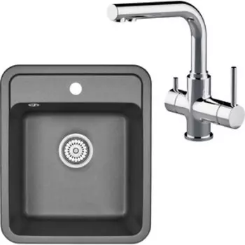 Кухонная мойка и смеситель Granula ST-4202 черная, Lemark Comfort LM3061C