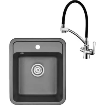 Кухонная мойка и смеситель Granula ST-4202 черная, Lemark Comfort LM3070C