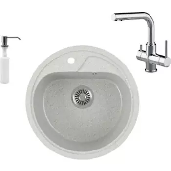 Кухонная мойка и смеситель GreenStone GRS-04-310 Lemark Comfort LM3061C с сифоном и дозатором, серая