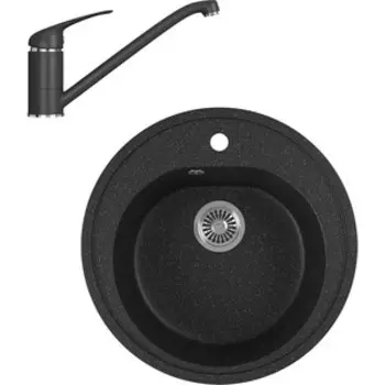 Кухонная мойка и смеситель GreenStone GRS-08-308, GS-001-308 черный