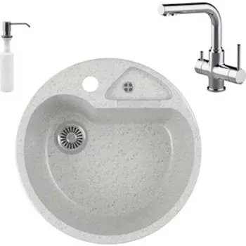 Кухонная мойка и смеситель GreenStone GRS-08K-310 Lemark Comfort LM3061C с сифоном и дозатором, серая