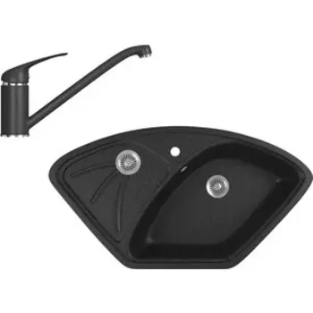 Кухонная мойка и смеситель GreenStone GRS-10E-308, GS-001-308 черный