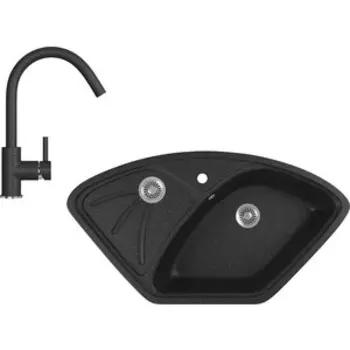 Кухонная мойка и смеситель GreenStone GRS-10E-308, GS-003-308 черный