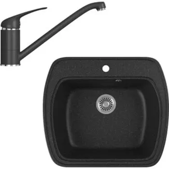Кухонная мойка и смеситель GreenStone GRS-11-308, GS-001-308 черный