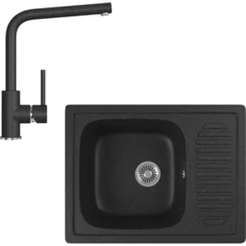 Кухонная мойка и смеситель GreenStone GRS-13-308, GS-004-308 черный