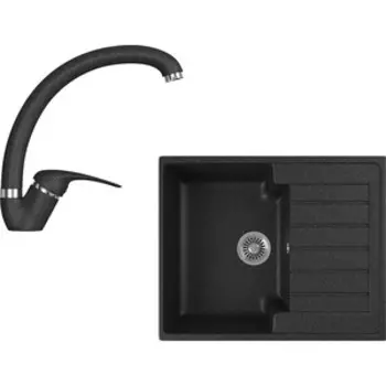 Кухонная мойка и смеситель GreenStone GRS-13s-308, GS-002-308 черный